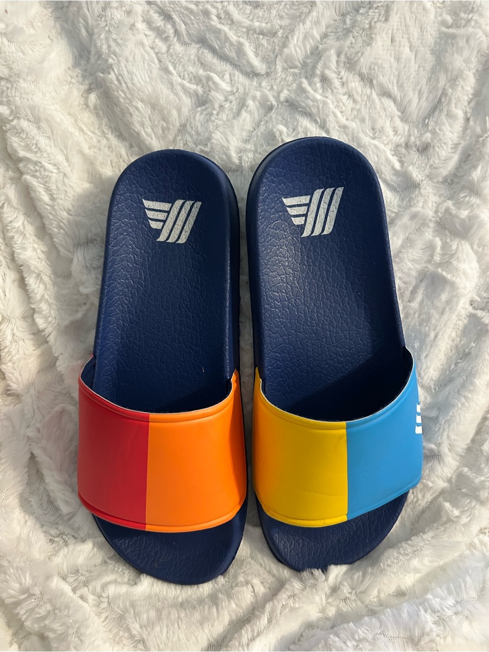 Aldi women’s Navy Slides with Multicolor Straps